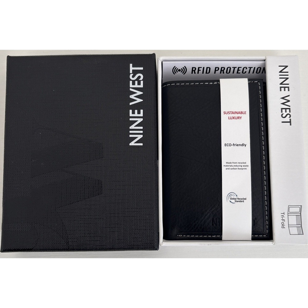 NINE WEST Tri-Fold Wallet Eco Friendly‎ With RFID Identity Protection Men's Gift
